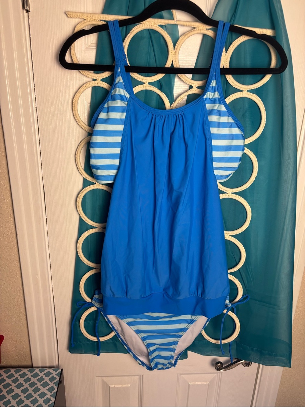 Blue Two-Piece Tankini with Striped Accents NWOT M - Picture 5 of 16